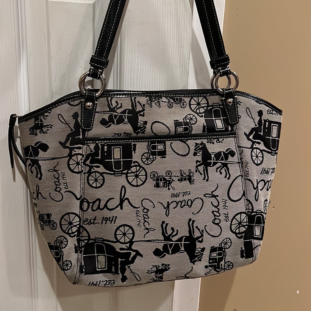 Coach vintage bag in navy and off white - Picture 3 of 4